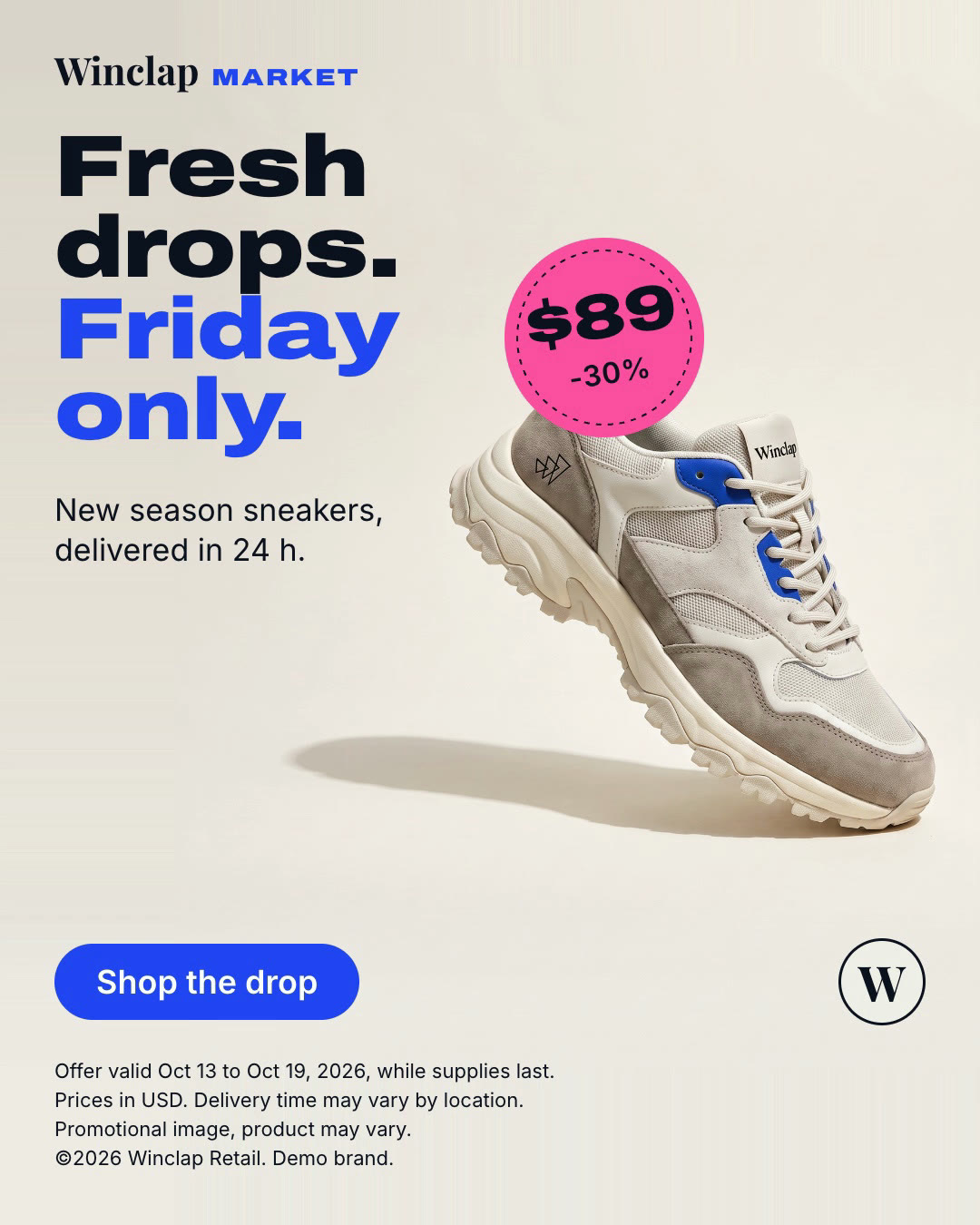 Winclap Market sneaker key visual, 4:5